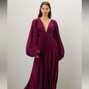 Ieena for Mac Duggal Pleated Chartreuse Gown